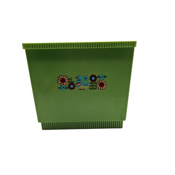 Vintage 60s/70s Avocado Green Plastic Bird & Flower Napkin Holder - Picture 9 of 10